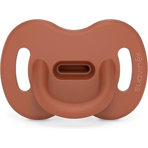 Color Essence SX PRO Silicone Baby Pacifier 1Pk, Made with 100% Soft Silicone, Baby Essentials Perfect for Breastfeeding Babies, Designed in Spain, 6-18 Mths, Sunset Orange