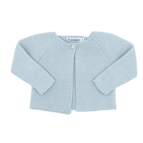 Single Button Cardigan with Garter Stitch - Blue | 3M