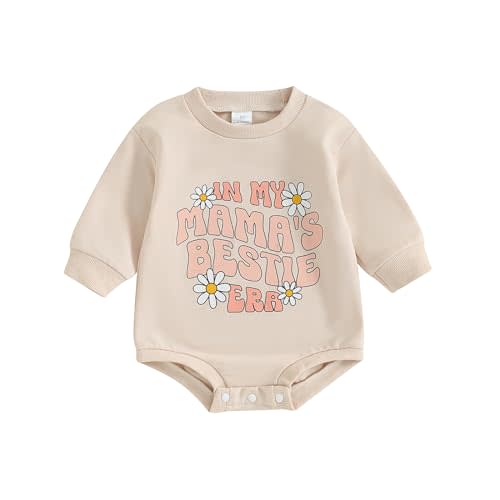 Newborn Baby Girl Outfits In My Mamas Bestie Era Daisy Bubble Romper Sweatshirt Long Sleeve T-Shirt Fall Clothes