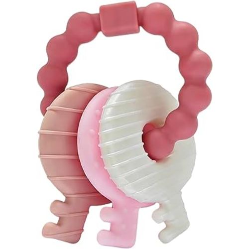 YAPROMO Baby Teething Keys - Soft Silicone Keys Teether, Cute Chew Toys for 3-18 Months Infants & Toddlers, Perfect for Baby Girls, BPA Free