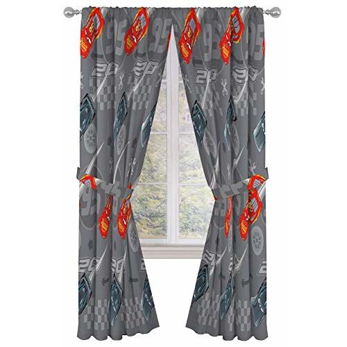 Jay Franco Disney Pixar Cars Lighnting Speed 84" Inch Drapes - Beautiful Room Décor & Easy Set Up, Bedding Features Lightning McQueen - Curtains Include 2 Tiebacks, 4 Piece Set