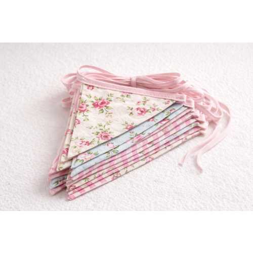 Fabric Bunting Garland, Cotton Flags, Pastel Pennant Banner, Boho Nursery Decor
