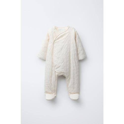 FLORAL EMBROIDERY QUILTED ROMPER - Ecru | ZARA United States