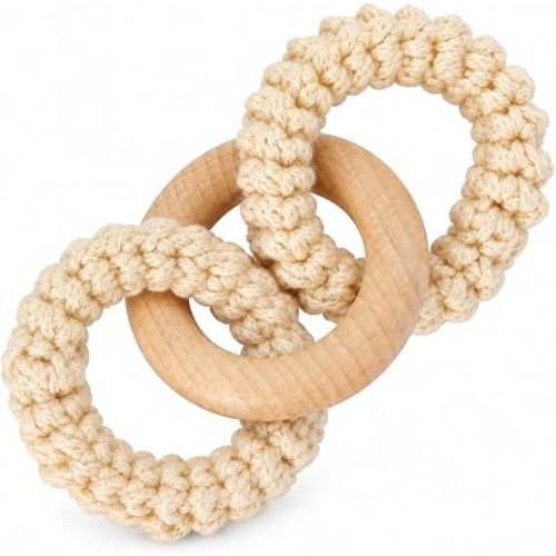 Montessori Interlocking Rings for Baby, Beechwood & Cotton, Beige
