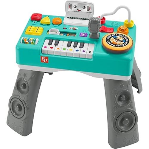Fisher-Price Laugh & Learn DJ Activity Table | Bright and Musical Baby Activity Table, Version: English, UK; Italian; Portuguese; Spanish, Castilian, HRB60