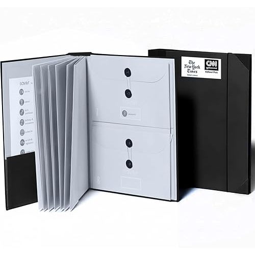 The Folio™ Document Organizer 2025 Edition | Premium Life Binder Acid-Free Custom Dyed Cloth-Bound Accordion Organizer w/ 10 Expandable Pockets | File Folders for Home Organization (Black)