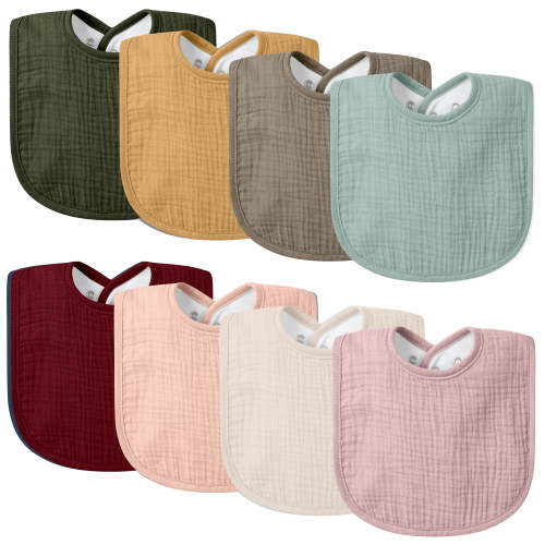 Muslin Baby Drool Bibs 8Pack Soft Square Adjustable Baby Bandana Bibs for Unisex Girls & Boys