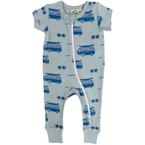 PARADE Organic Signature Print '2-Way' Zip Romper - Short Sleeve