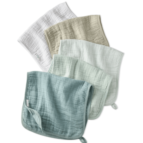 RILEY 5-Pack Crinkle Muslin Burp Cloths | Natural colors