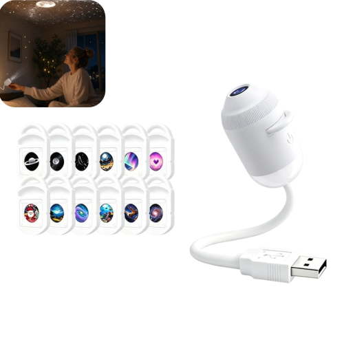 12-Pattern Sky Projection Night Light – USB Powered Star Projector for Nursery & Bedroom, Soft Glow Sleep Aid for Baby Feeding & Relaxation, Compact Portable Indoor Lamp
