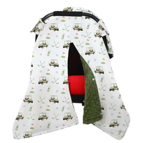 Honeydak Golf Baby Car Seat Cover | Infant Golf Nursing Decor, Canopy Breastfeeding Blankets, Peekaboo Opening Stroller Stuff, Gifts for Newborn Baby Boy Girl