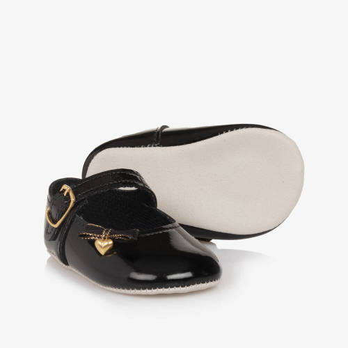 Early Days - Baby Girls Black Patent Faux Leather Shoes | Childrensalon