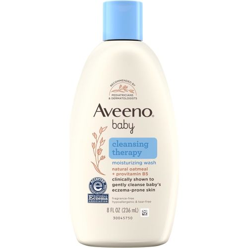 Aveeno Baby Cleansing Therapy Moisturizing Baby Body Wash with Natural Oatmeal & ProVitamin B5, Gentle Tear-Free Baby Bath Wash for Sensitive & Eczema-Prone Skin, Hypoallergenic, 8 oz