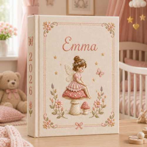 Personalized Embroidered Baby Photo Album, Little Fairy Newborn Memory Book, Keepsake Baby Journal Album, Baby Shower Gift, Baby Scrapbook