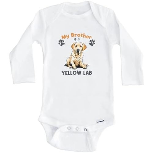 My Brother is A Yellow Lab Cute Dog Breed Baby Bodysuit (Long Sleeve)