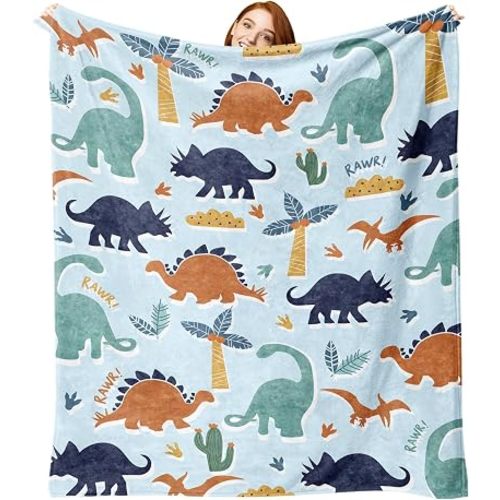 Dinosaur Flannel Throw Blanket for Boys Girls Kids