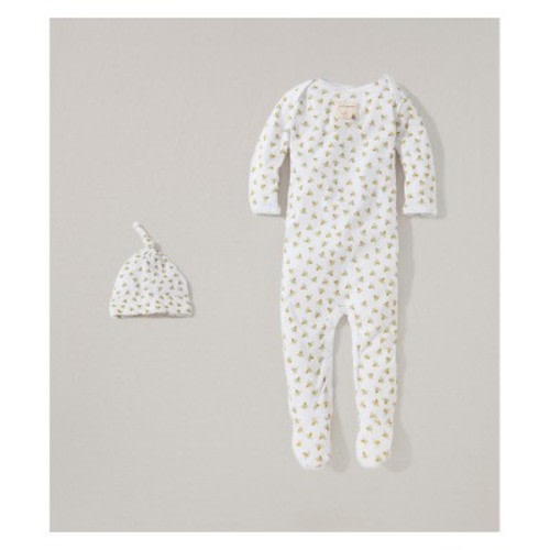 Burt's Bees Baby Organic Cotton Coverall and Hat Set - Cloud 0-3M
