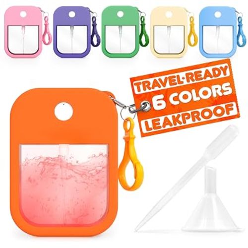 VIKROM 6 Pcs Mini Refillable Keychain Card Spray Bottle, 1.28 Oz (Assorted)