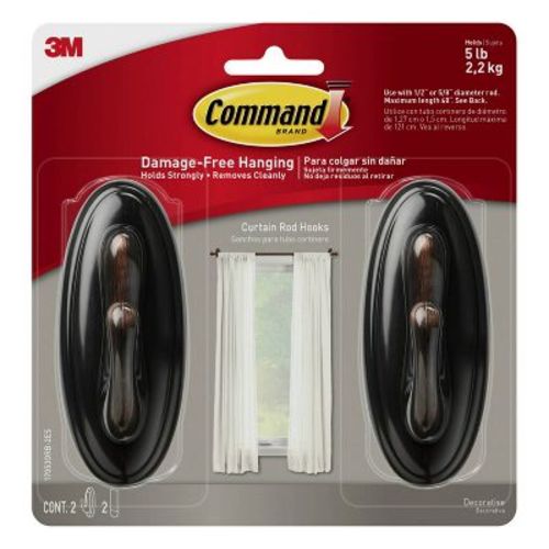 2pk Curtain Rod Hooks - Command