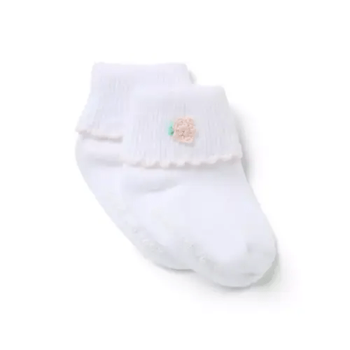 Baby White Baby Flower Foldover Sock by Janie and Jack