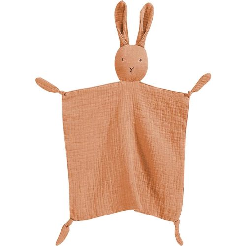 Organic Cotton Muslin Lovey Blanket, Organic Cotton Muslin Bunny Security Blanket Soft & Breathable Lovie Baby Gifts for Boys and Girls