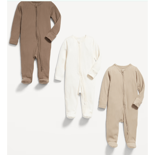 Unisex 2-Way-Zip Sleep & Play Footed One-Piece 3-Pack for Baby