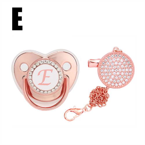 Fridja Baby Pacifier 26 Letter Name Initial Clip Silicone Infant Nipple Bling Newborn Pacifier