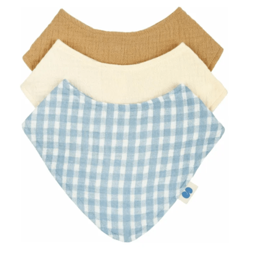 Organic cotton Cottage bandana bibs - Set of 3 | Blue