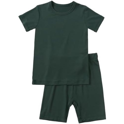 Aablexema Baby Short Summer Pajamas - Toddler Cool Jammies Pjs Rayon from Bamboo,2pcs Kids Sleepwear Set for Boys Girls