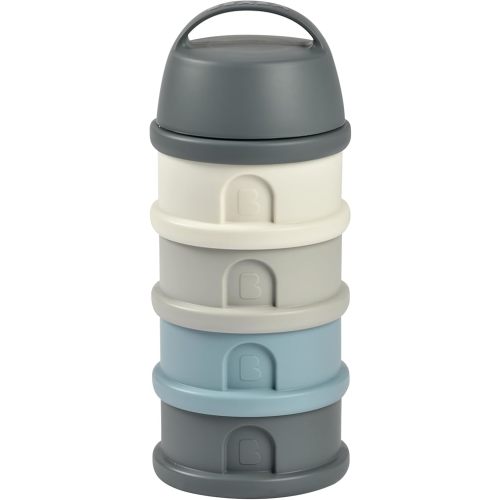 BEABA Formula and Snack Container, Baby Formula Dispenser, Toddler Baby Snack Storage Container, Holds up to 11 Doses of Milk Powder Per Compartment, Made in France, Rain