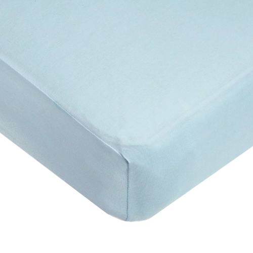 American Baby Company 100% Natural Cotton Fitted Crib Sheet 52" x 28" - Soft, Breathable, Hypoallergenic & Gentle Toddler Bed Sheet, Blue, Neutral for Boys & Girls