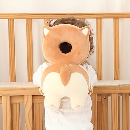 Baby Head Protector Backpack - Soft & Lightweight Head Protection Pillow for Bebe Walking and Crawling(Corgi)