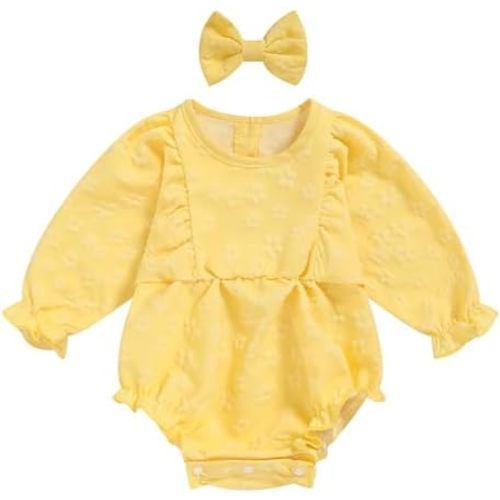 Baby Girl Fall Outfits Newborn Girl Clothes Long Sleeve Baby Girl Romper Cute Bubble Infant Floral One Piece Jumpsuit