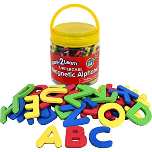 READY 2 LEARN Magnetic Alphabet - Uppercase - 52 Letters - Foam Magnetic Letters for Refrigerator or White Board - Large Magnets for Better Attraction