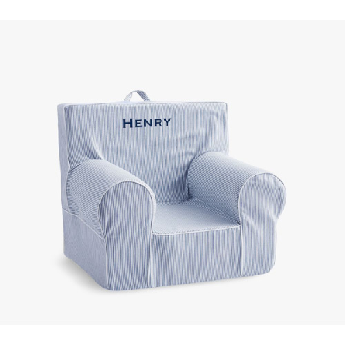 Anywhere Chair, Oxford Stripe Slipcover - Chambray Blue