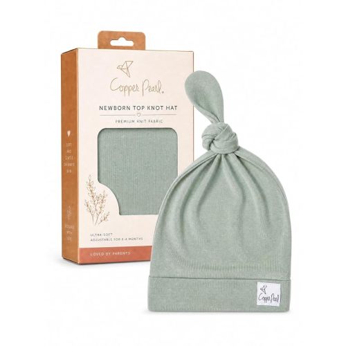 Copper Pearl Baby Beanie Hat Top Knot Stretchy Soft Briar