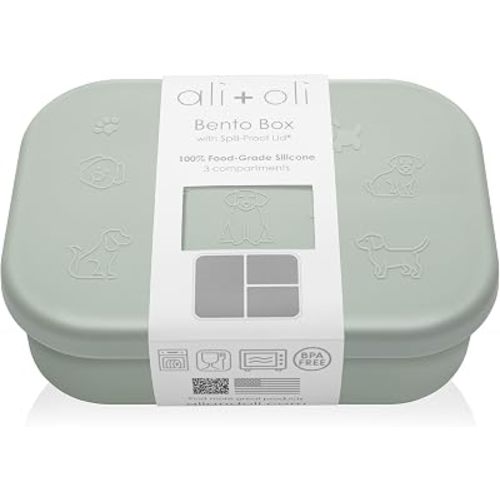 Ali+Oli Silicone Bento Box for Kids, Baby Lunch Box, BPA-Free, Spill-Proof