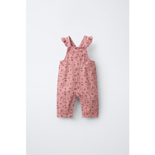 FLORAL TWILL OVERALLS - Pink | ZARA United States