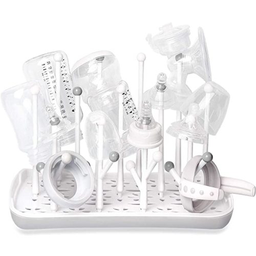 Baby Bottle Drying Rack with Tray, Termichy High Capacity Bottle Dryer Holder for Bottles, Teats, Cups, Pump Parts and Accessories, Gray