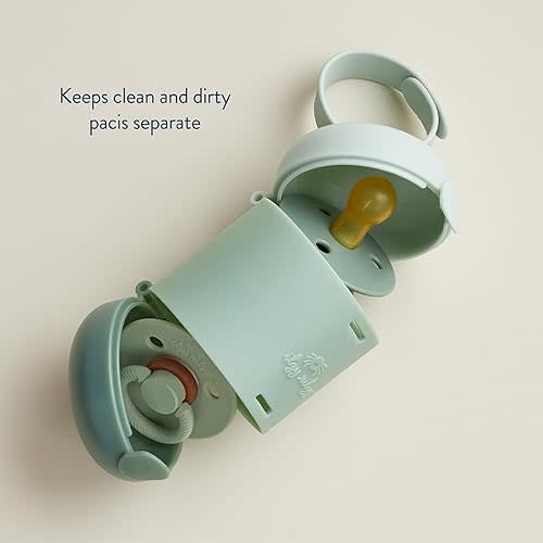 Itzy Ritzy Pacifier Holder - Dual-Sided Pacifier Case with Strap to Keep Clean & Dirty Pacifiers Separate, Paci Holder for Diaper Bag & Stroller (Pacifiers Not Included), Sage