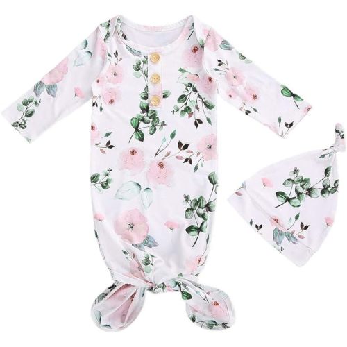 Infant Newborn Baby Girls Floral Sleep Gown Headband Sleepwear Romper Sleeping Bags Outfits