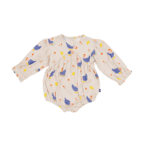 Larkspur Baby | Bubble Romper in Chick and Cluck