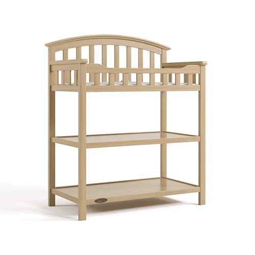 Graco Changing Table with Water-Resistant Changing Pad (Driftwood) – GREENGUARD Gold Certified, Multi Storage Nursery Baby Changing Table