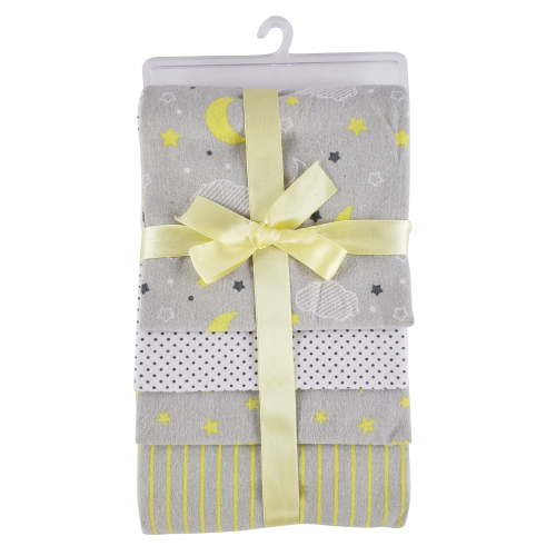 Bambini Yellow Cotton Flannel Receiving Blankets (4 Count)