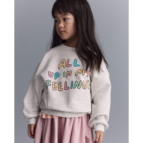 Toddler Girl 'In My Feelings' Wide-Arm Sweatshirt - Heathered Grey - Otter Avenue | Carter's