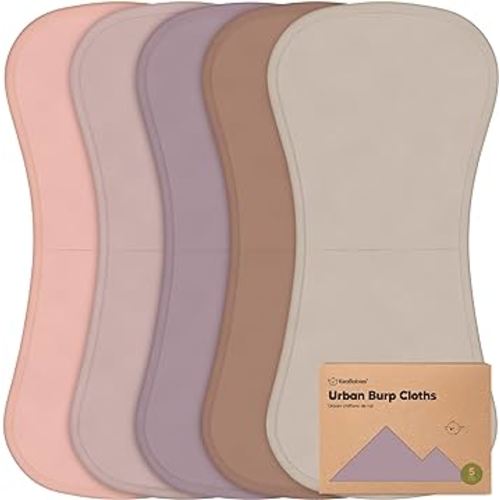Organic Burp Cloths for Baby Boys and Girls - 5-Pack Ultra Absorbent Burping Cloth, Burp Clothes, Newborn Towel, Milk Spit Up Rags, Burpy Cloth Bib for Unisex, Boy, Girl, Burping Rags (Mauve)