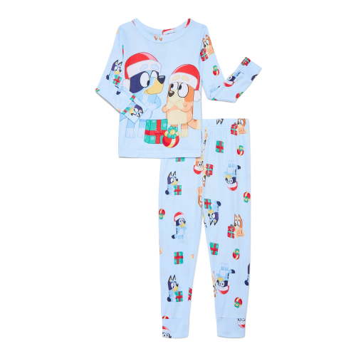 Bluey Toddlers' Christmas Snug Fit Top and Pants Pajama Set, 2-Piece, Sizes 12M-5T