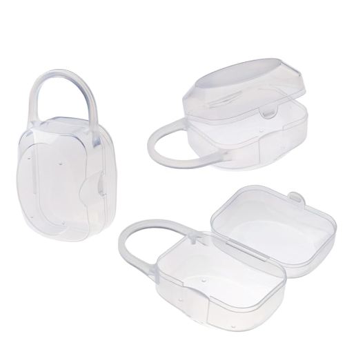 Accmor Pacifier Case, Pacifier Holder Case with Handle, BPA Free Universal Pacifier Container Box for Travel, Transparent, 3 Pack