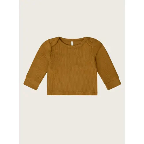 Brown Ribbed Long Sleeve Top | Organic Zoo