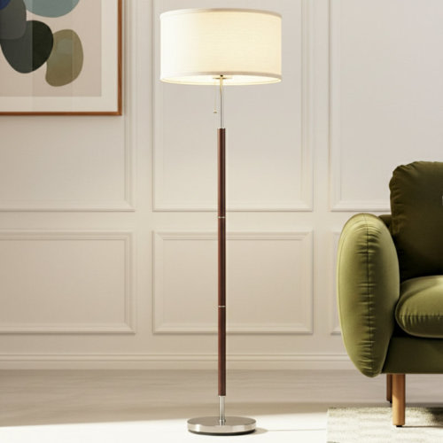 Brightech Carter 65 in. Mid-Century Modern LED Energy Efficient Floor Lamp with Fabric Drum Shade & Reviews | Wayfair